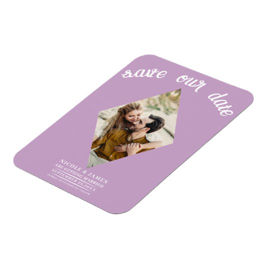 Magnet Flexible Lilac Purple Pink Photo Wedding Enregistrer la dat (Côté Gauche)