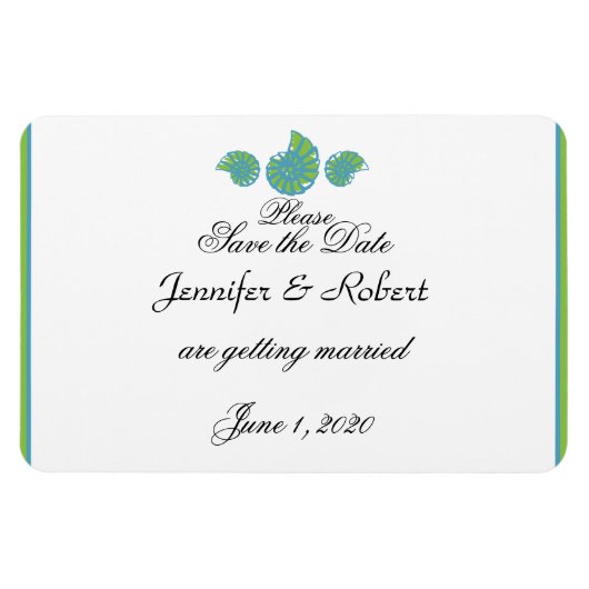 Magnet Flexible Lime Green Turquoise Shell Wedding Enregistrer la (Horizontal)