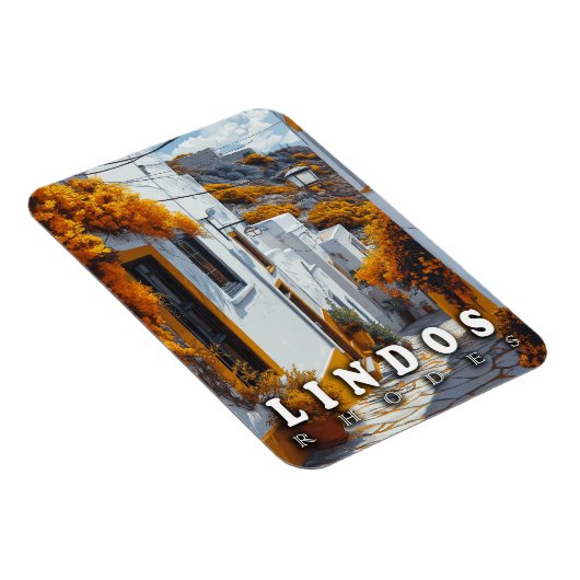 Magnet Flexible Lindos, Rhodes : Architecture grecque Vintage (Côté Droit)