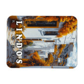 Magnet Flexible Lindos, Rhodes : Architecture grecque Vintage (Horizontal)