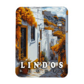 Magnet Flexible Lindos, Rhodes : Architecture grecque Vintage (Vertical)