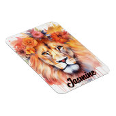 Magnet Flexible Lion Pastel Fleurs Safari Aquarelle Savannah Chat (Côté Droit)