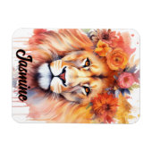 Magnet Flexible Lion Pastel Fleurs Safari Aquarelle Savannah Chat (Horizontal)