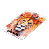 Magnet Flexible Lion Pastel Fleurs Safari Aquarelle Savannah Chat (Côté Gauche)