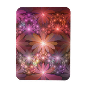 Magnet Flexible Lit De Fleurs Coloré Brillant Art Fractal Abstrait