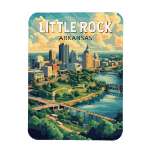 Magnet Flexible Little Rock Arkansas Travel Art Vintage