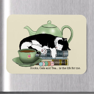 Magnet Flexible Livres Confortables Chat Smoking Thé Mignon Théièr