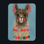 Magnet Flexible Llama ornée - Brown<br><div class="desc">Adoré Llama IV par Victoria Borges. Il présente un lama beige-marron avec des pompons décoratifs et d'autres ornements.</div>
