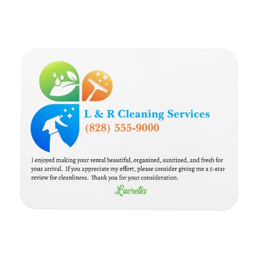 Magnet Flexible Location de vacances Nettoyeur ménager 5 étoiles A (Horizontal)