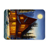 Magnet Flexible Log Cabine Dans Les Bois Paysage Neige Art (Horizontal)