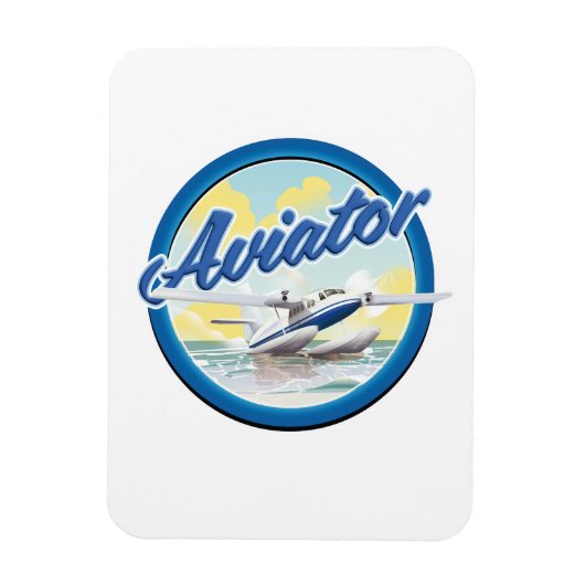 Magnet Flexible Logo bleu d'hydravion d'aviateur (Vertical)