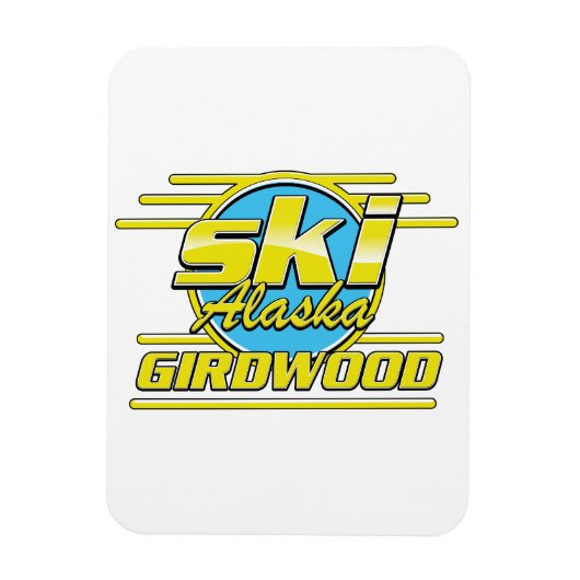 Magnet Flexible Logo de ski Girdwood Alaska 80s (Vertical)