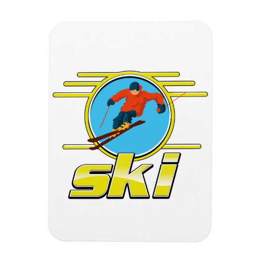 Magnet Flexible Logo de ski rétro 90 (Vertical)