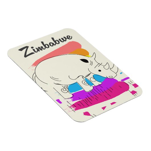 Magnet Flexible Logo de voyage rétro Zimbabwe (Côté Droit)
