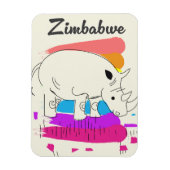Magnet Flexible Logo de voyage rétro Zimbabwe (Vertical)