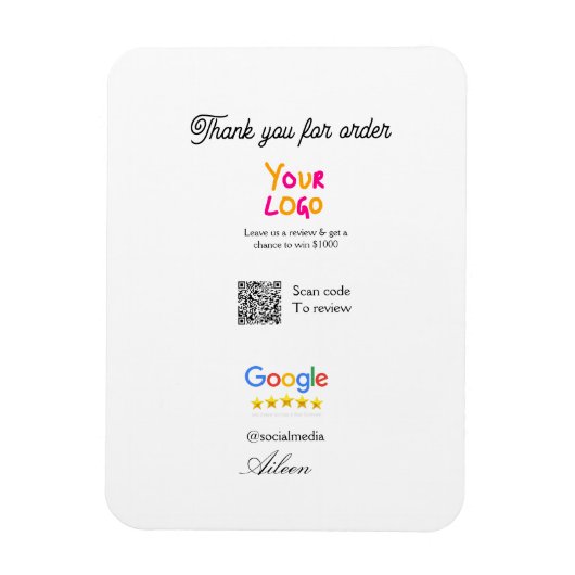 Magnet Flexible logo du site Web d'entreprise de révision Google s (Vertical)