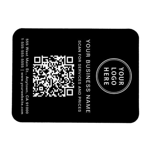 Magnet Flexible Logo professionnel promotionnel QR Code noir (Horizontal)