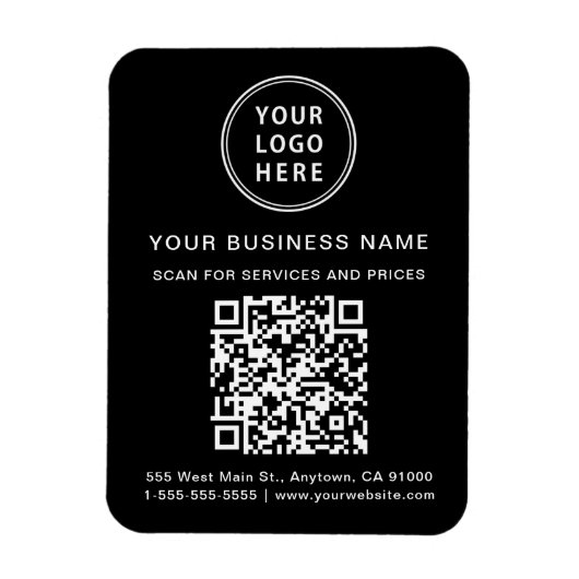 Magnet Flexible Logo professionnel promotionnel QR Code noir (Vertical)