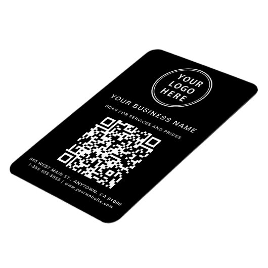 Magnet Flexible Logo professionnel QR Code promotionnel noir (Côté Gauche)