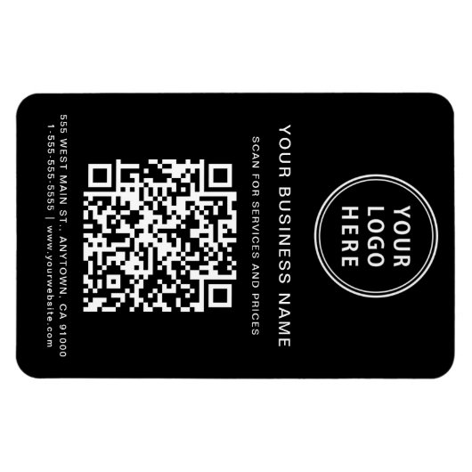 Magnet Flexible Logo professionnel QR Code promotionnel noir (Horizontal)