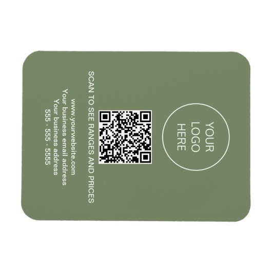 Magnet Flexible Logo QR Code Moderne Sage Aimant Vert (Horizontal)