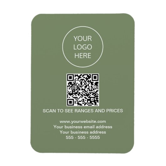 Magnet Flexible Logo QR Code Moderne Sage Aimant Vert (Vertical)