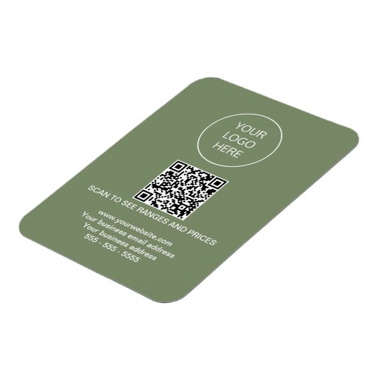 Magnet Flexible Logo QR Code Moderne Sage Aimant Vert (Côté Gauche)