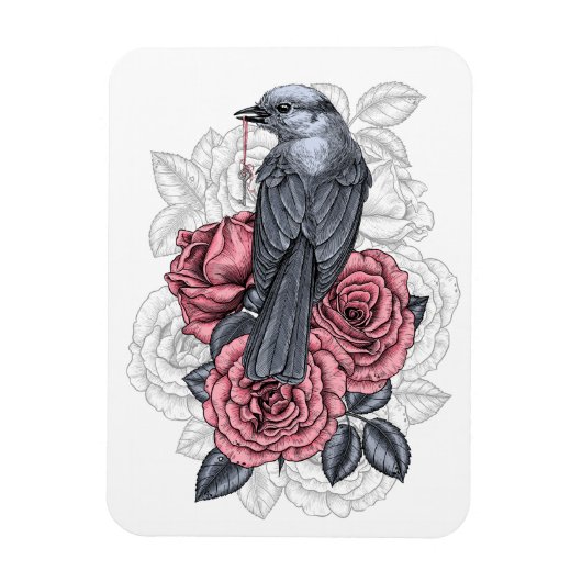 Magnet Flexible L'oiseau avec la clé argentée (Vertical)