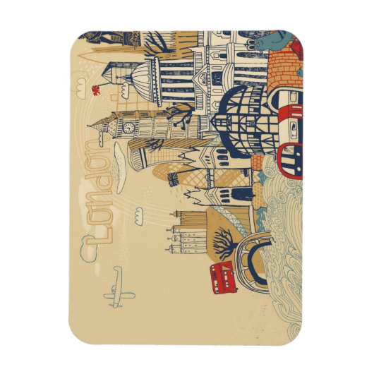 Magnet Flexible London Doodle Scene (Vertical)