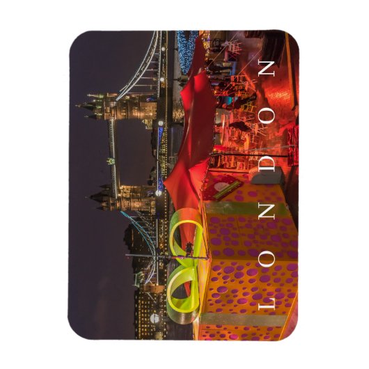 Magnet Flexible Londres avec aimant frigo vue Noël (Vertical)