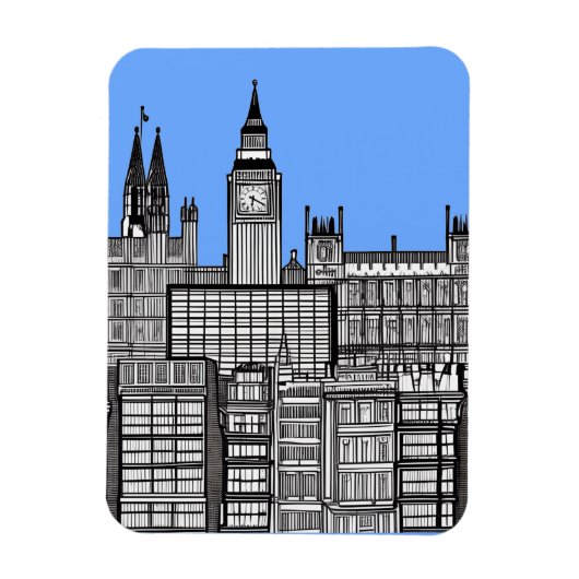 Magnet Flexible Londres Cityscape noir et blanc (Vertical)