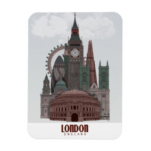 Magnet Flexible Londres en nuages rouges et verts