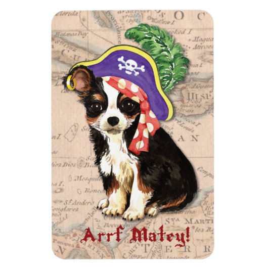Magnet Flexible Long manteau Chihuahua Pirate (Vertical)