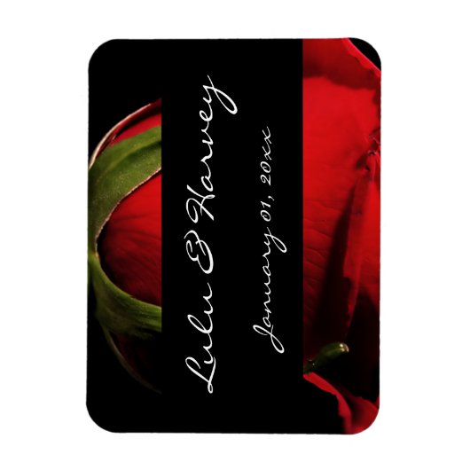 Magnet Flexible Long Stem Red Rose Mariage personnel (Vertical)