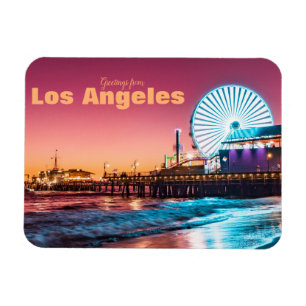 Magnet Flexible Los Angeles Pink & Blue Sunset Père Noël Monica Pi
