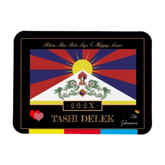 Magnet Flexible Losar Tibétain & Tashi Delek - Nouvel An /drapeau  (Horizontal)