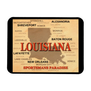 Magnet Flexible Louisiana City and Towns State Pride Map