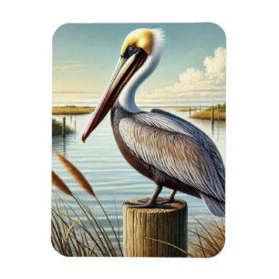 Magnet Flexible Louisiana State Bird Pélican Brown