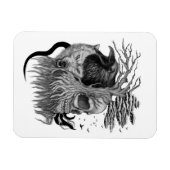 Magnet Flexible Loup et corbeau avec crâne (Horizontal)