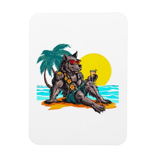 Magnet Flexible loup-garou en vacances (Vertical)