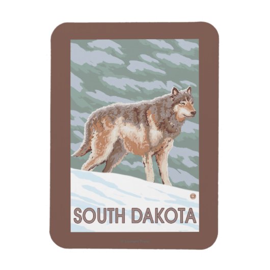 Magnet Flexible Loup gris debout Dakota du Sud (Vertical)