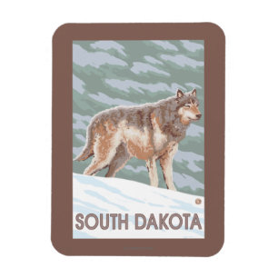 Magnet Flexible Loup gris StandingSouth Dakota