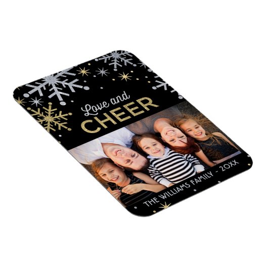 Magnet Flexible Love and Cheer Silver and Gold Snowflakes Photo (Côté Droit)