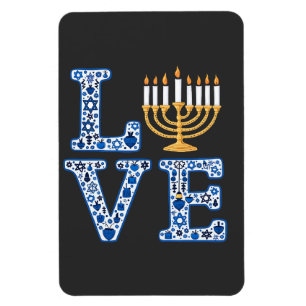 Magnet Flexible Love Hanoukka Jewish Holiday Menorah