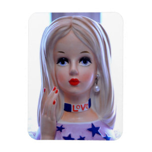 Magnet Flexible Love Head Vase Hippie Girl Groovy Stars