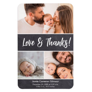 Magnet Flexible Love & Merci Photo Collage Baby shower vertical