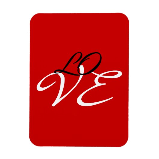 Magnet Flexible Love Rouge Blanc Noir Couleur Script Calligraphie (Vertical)
