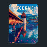 Magnet Flexible Lucerne Suisse Travel Art Vintage<br><div class="desc">Lucerne conception de déplacement vectoriel rétro. Lucerne,  ville compacte de Suisse connue pour son architecture médiévale préservée,  se trouve au milieu de montagnes enneigées sur le lac de Lucerne.</div>
