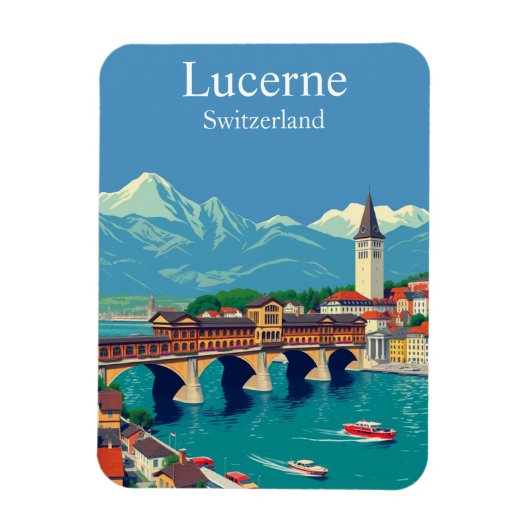 Magnet Flexible Lucerne, Suisse Voyage Alpine Townscape (Vertical)