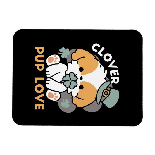 Magnet Flexible Lucky Pup with Clover - St. Patrick's Day Cadeau (Horizontal)